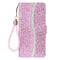EIDERWOOD Samsung Galaxy S24 / S25 Glitter Flip-deksel - Kortholder og stativfunksjon - Rosa