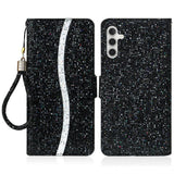 EIDERWOOD Samsung Galaxy S24 / S25 Glitter Flip Cover - Kortholder og stativfunksjon - Svart