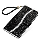 EIDERWOOD Samsung Galaxy S24 / S25 Glitter Flip Cover - Kortholder og stativfunksjon - Svart