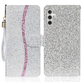 EIDERWOOD Samsung Galaxy S24 / S25 Glitter Flip Cover - Kortholder og stativfunksjon - Sølv
