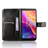 EIDERWOOD TCL 501 Blankt Kunstlæder Flip Cover m. Pung & Strop - Sort