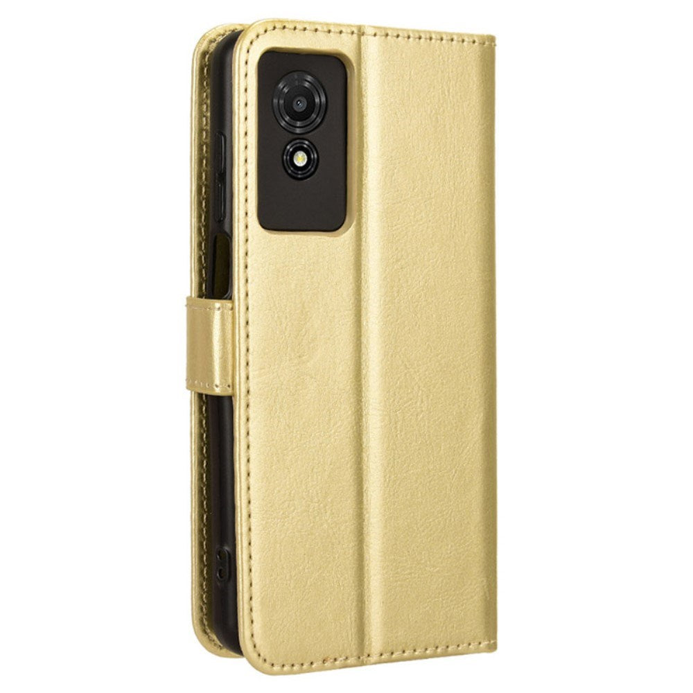 EIDERWOOD TCL 501 Blankt Kunstlæder Flip Cover m. Pung & Strop - Guld