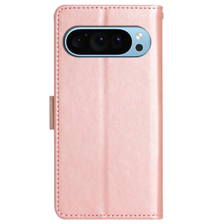 EIDERWOOD Google Pixel 9 / 9 Pro Butterfly Leather Flip Cover m. Lommebok - Rose gull