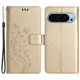 EIDERWOOD Google Pixel 9 / 9 Pro Butterfly Leather Flip Cover m. Lommebok - Gull