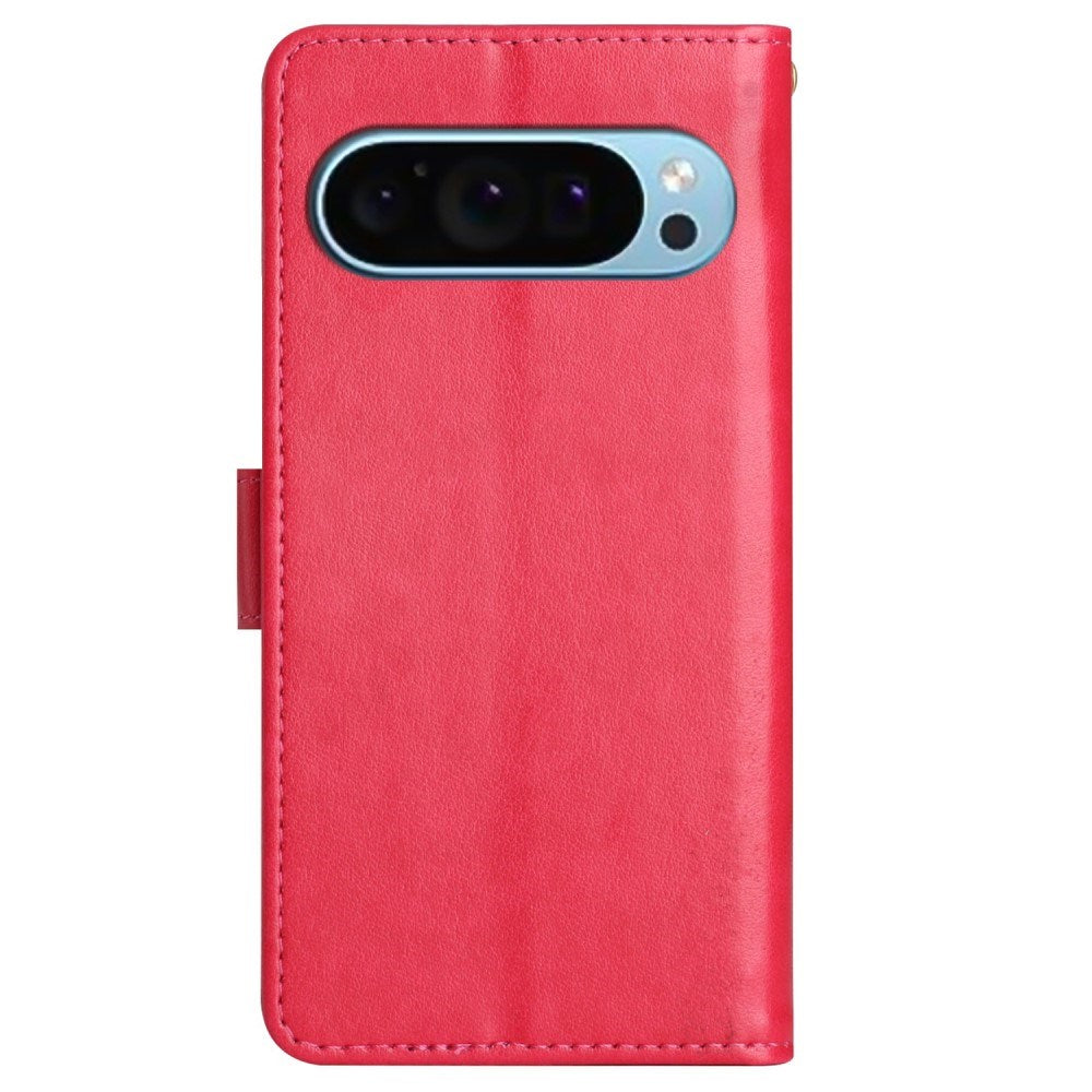 EIDERWOOD Google Pixel 9 / 9 Pro Butterfly Leather Flip Cover m. Lommebok - Rød