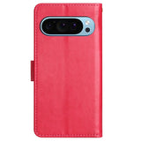 EIDERWOOD Google Pixel 9 / 9 Pro Butterfly Leather Flip Cover m. Lommebok - Rød