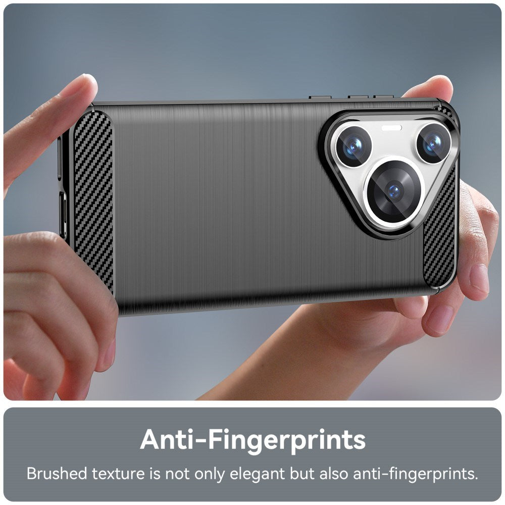 EIDERWOOD Huawei Pura 70 Pro / 70 Pro+ (pluss) Bakdeksel i børstet karbon - svart