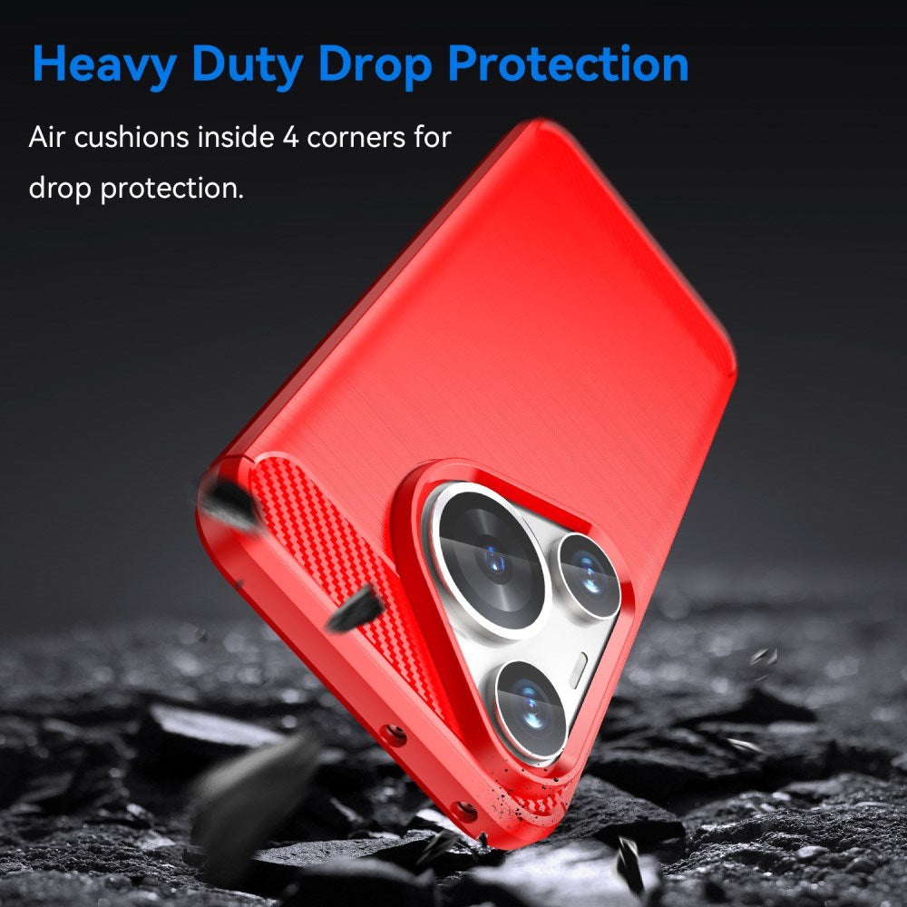 EIDERWOOD Huawei Pura 70 Pro / 70 Pro+ (pluss) Bakdeksel i børstet karbon - rød