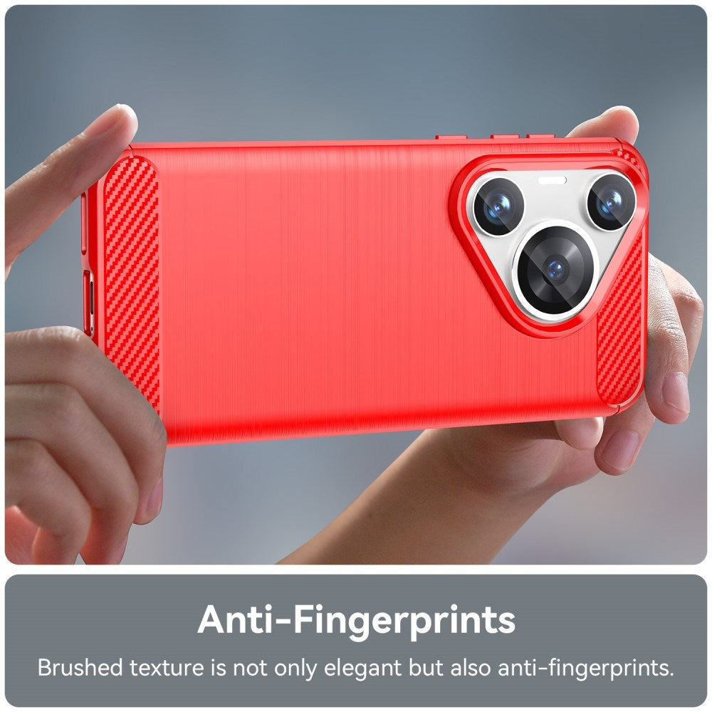 EIDERWOOD Huawei Pura 70 Pro / 70 Pro+ (pluss) Bakdeksel i børstet karbon - rød