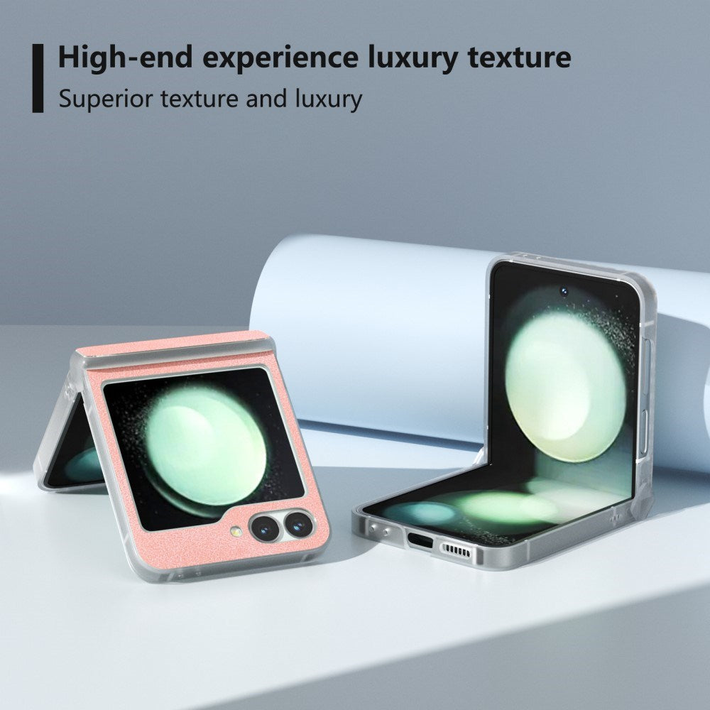 EIDERWOOD Samsung Galaxy Z Flip7 FE / Flip6 Læderbetrukket Plastik Bagside Cover - Lyserød