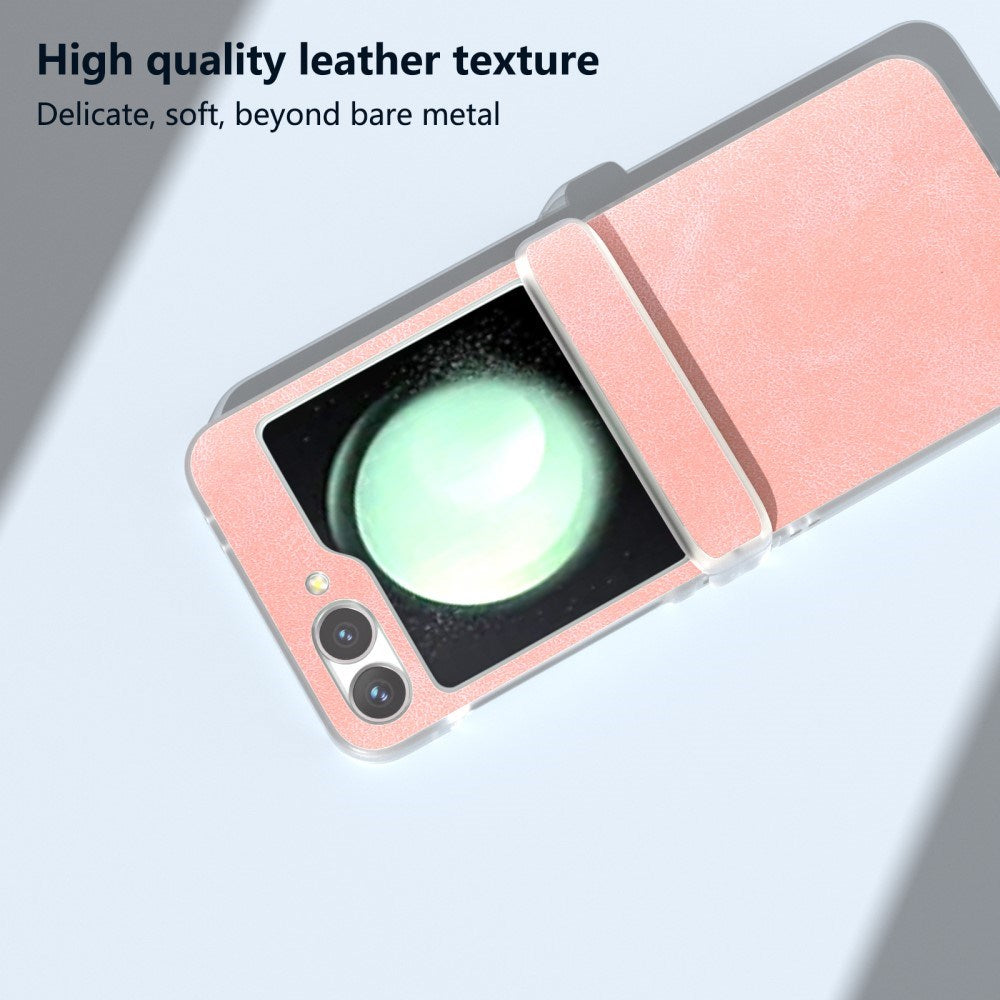 EIDERWOOD Samsung Galaxy Z Flip7 FE / Flip6 Læderbetrukket Plastik Bagside Cover - Lyserød