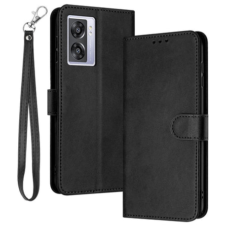 OPPO A77 (5G) / A57 / A57s EIDERWOOD Kunstlæder Cover m. Strop - Sort
