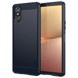 Sony Xperia 10 VI Mofi børstet karbonfiber fleksibelt plastbakdeksel - blå