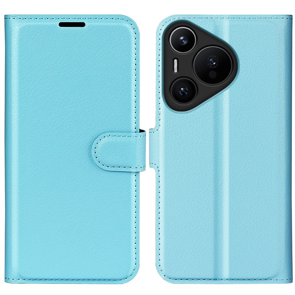 Huawei Pura 70 - EIDERWOOD Faux Leather Flip Cover m. Kortholder og stativ funksjon - blå