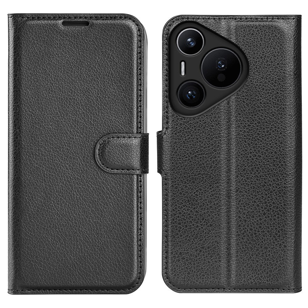 Huawei Pura 70 Pro / 70 Pro+ (Pluss) - EIDERWOOD Faux Leather Flip Cover m. Kortholder og stativfunksjon - svart