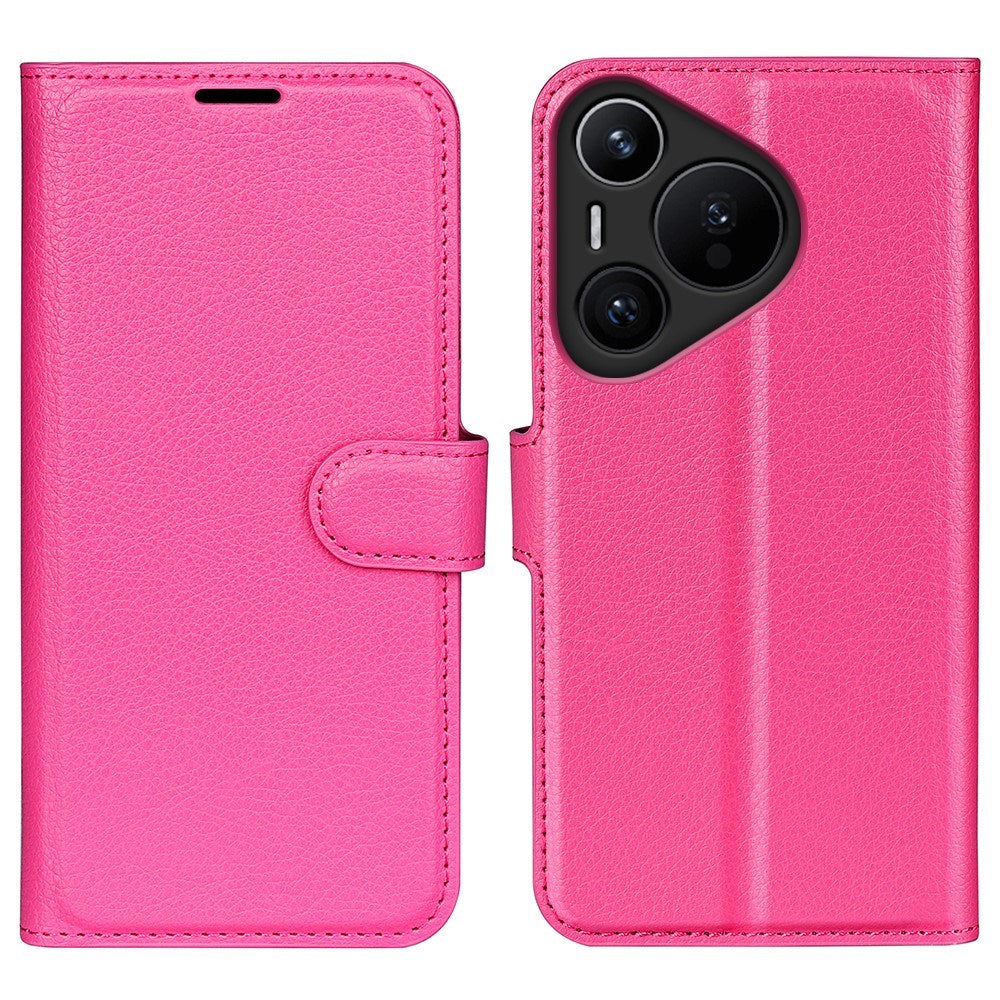Huawei Pura 70 Pro / 70 Pro+ (Pluss) - EIDERWOOD Faux Leather Flip Cover m. Kortholder og stativfunksjon - Rosa