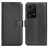 Honor 200 Lite - EIDERWOOD Faux Leather Flip Cover m. Kortholder og stativfunksjon - svart