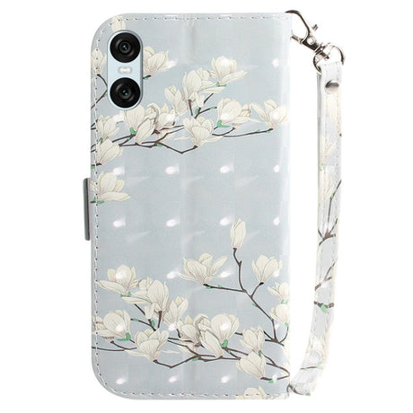 EIDERWOOD Sony Xperia 5 VI Leather Flip Cover m. Veske og stropp - Magnolia blomster