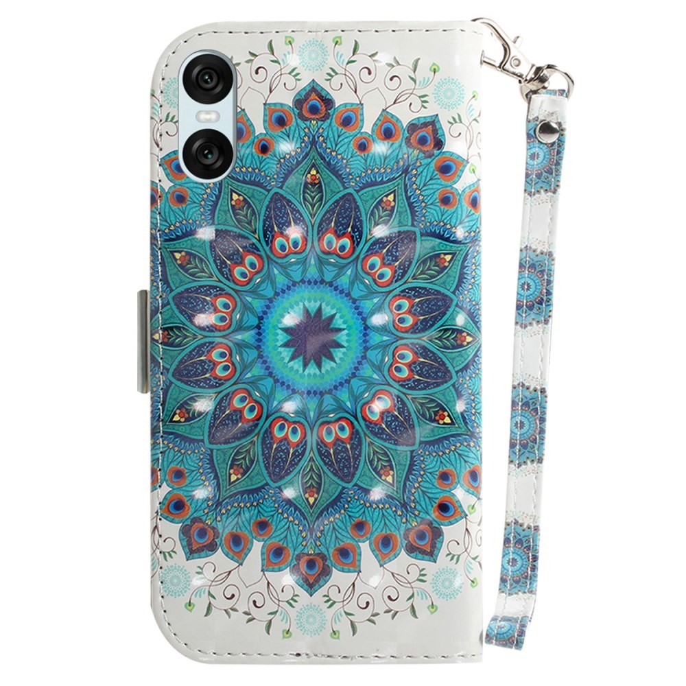 EIDERWOOD Sony Xperia 5 VI Leather Flip Cover m. Pung og stropp - Påfuglkrans