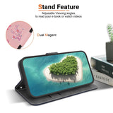 EIDERWOOD iPhone 16e Kunst Læder Flip Cover m. Pung & Strop - Lyserød med Blomster