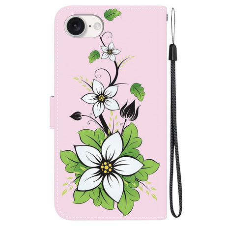 EIDERWOOD iPhone 16e Flip-deksel i kunstskinn m. Veske og stropp - hvit lilje