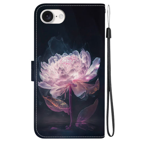 EIDERWOOD iPhone 16e Flip-deksel i kunstskinn m. Veske og stropp - Lilla Peon