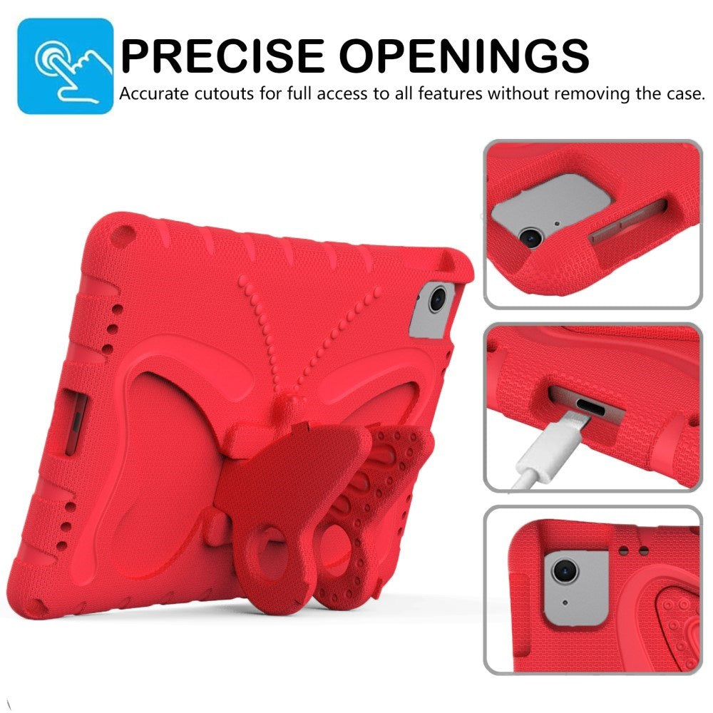 EIDERWOOD iPad Air 11" (2025 / 2024) Butterfly Kickstand Børne Cover m. Skulderstrop - Rød