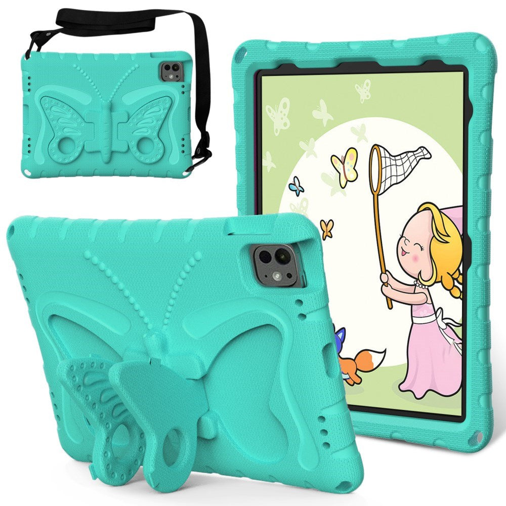EIDERWOOD iPad Pro 11" (2024) Butterfly Kickstand Kids Cover m. skulderstropp - Mintgrønn