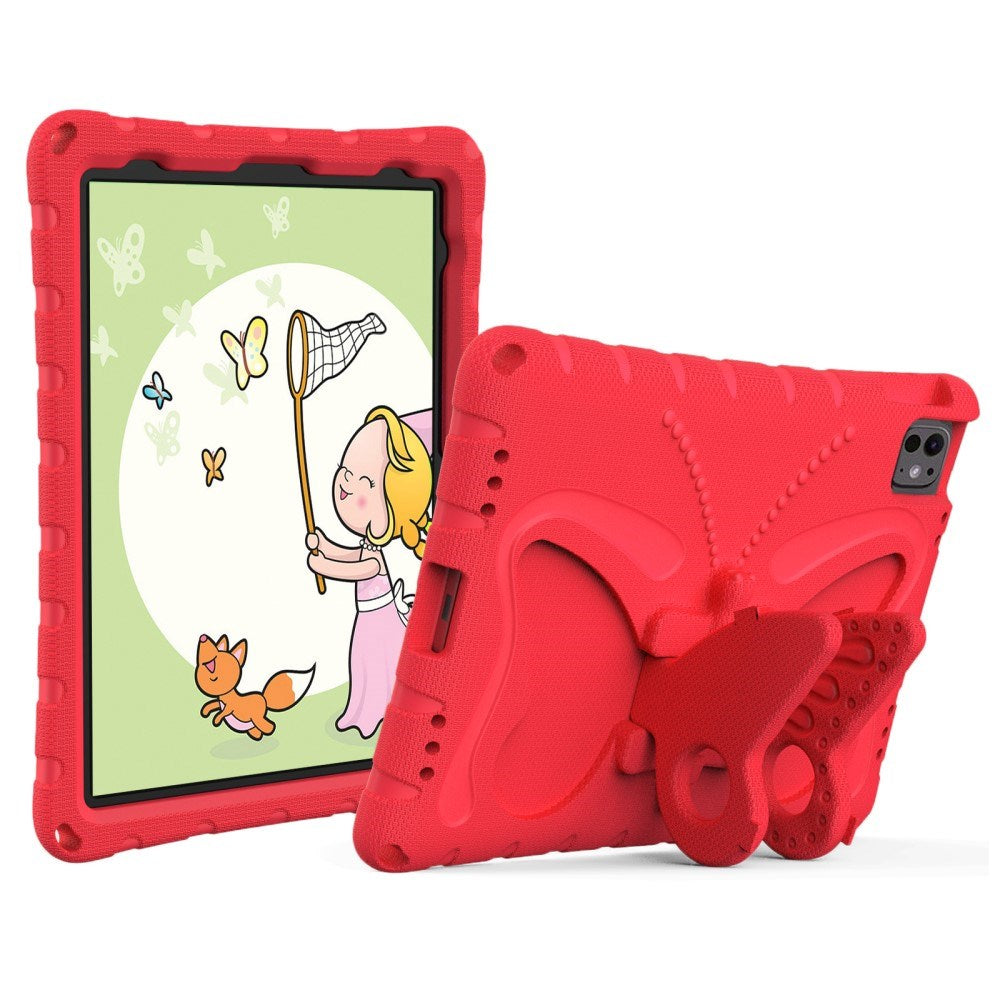 EIDERWOOD iPad Pro 11" (2024) Butterfly Kickstand Kids Cover m. skulderstropp - Rød