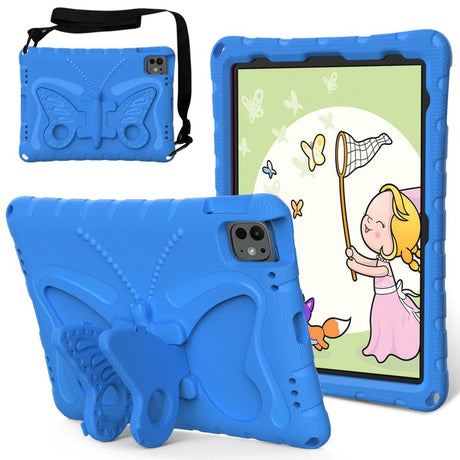 EIDERWOOD iPad Pro 11" (2024) Butterfly Kickstand Kids Cover m. skulderstropp - blå