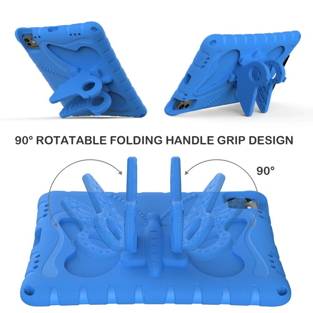 EIDERWOOD iPad Pro 11" (2025 / 2024) Butterfly Kickstand Børne Cover m. Skulderstrop - Blå