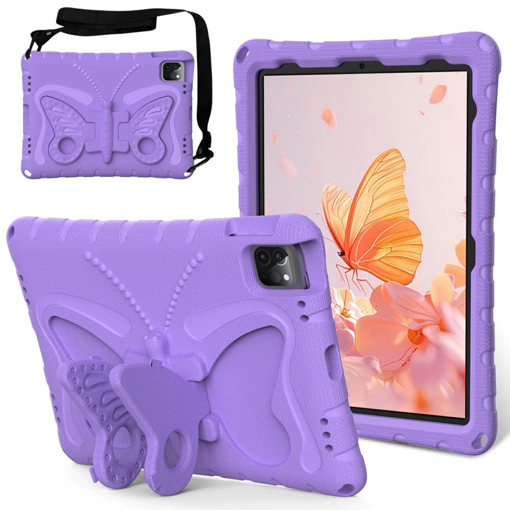 EIDERWOOD iPad Air (2025 / 2024) / Pro 13" (2024) / Pro 12.9" (2022-2018) Butterfly Kickstand barnedeksel m. Skulderstropp - Lilla
