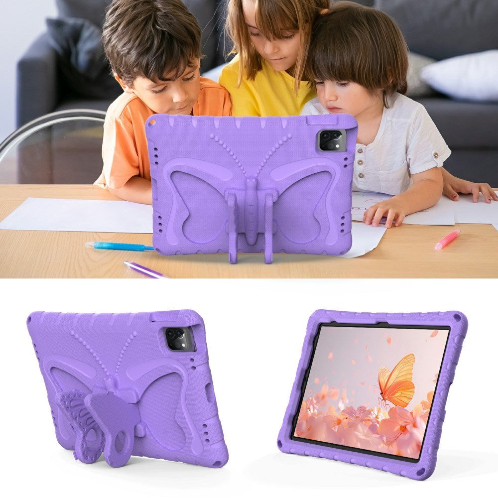 EIDERWOOD iPad Air (2025 / 2024) / Pro 13" (2024) / Pro 12.9" (2022-2018) Butterfly Kickstand barnedeksel m. Skulderstropp - Lilla