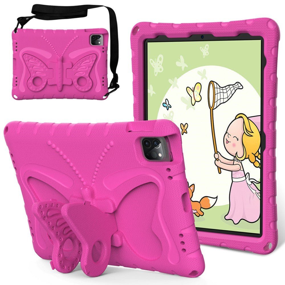 EIDERWOOD iPad Air (2025 / 2024) / Pro 13" (2024) / Pro 12.9" (2022-2018) Butterfly Kickstand barnedeksel m. Skulderstropp - Rosa