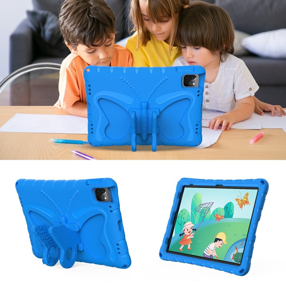 EIDERWOOD iPad Air (2025 / 2024) / Pro 13" (2024) / Pro 12.9" (2022-2018) Butterfly Kickstand barnedeksel m. Skulderstropp - Blå