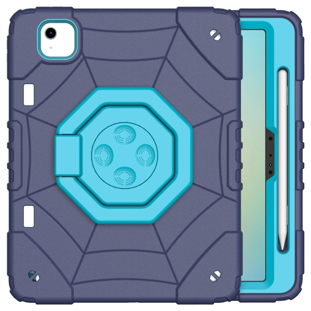 EIDERWOOD iPad Air 11" (2025 / 2024) Bakdeksel for barn med stativ og håndtak - mørkeblå