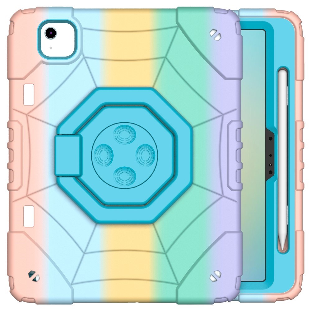 EIDERWOOD iPad Air 11" (2025 / 2024) Bakdeksel for barn m. Stativ og håndtak - Rainbow