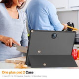 OnePlus Pad 2 Tri-Fold Leather Flip Cover m. Søvnfunksjon - Grå