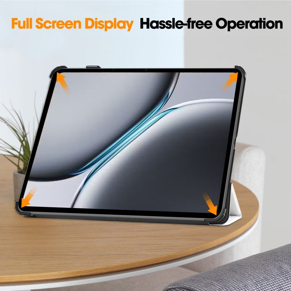 EIDERWOOD OnePlus Pad 2 Tri-Fold Faux Leather Flip Cover m. Søvnfunksjon - Kat