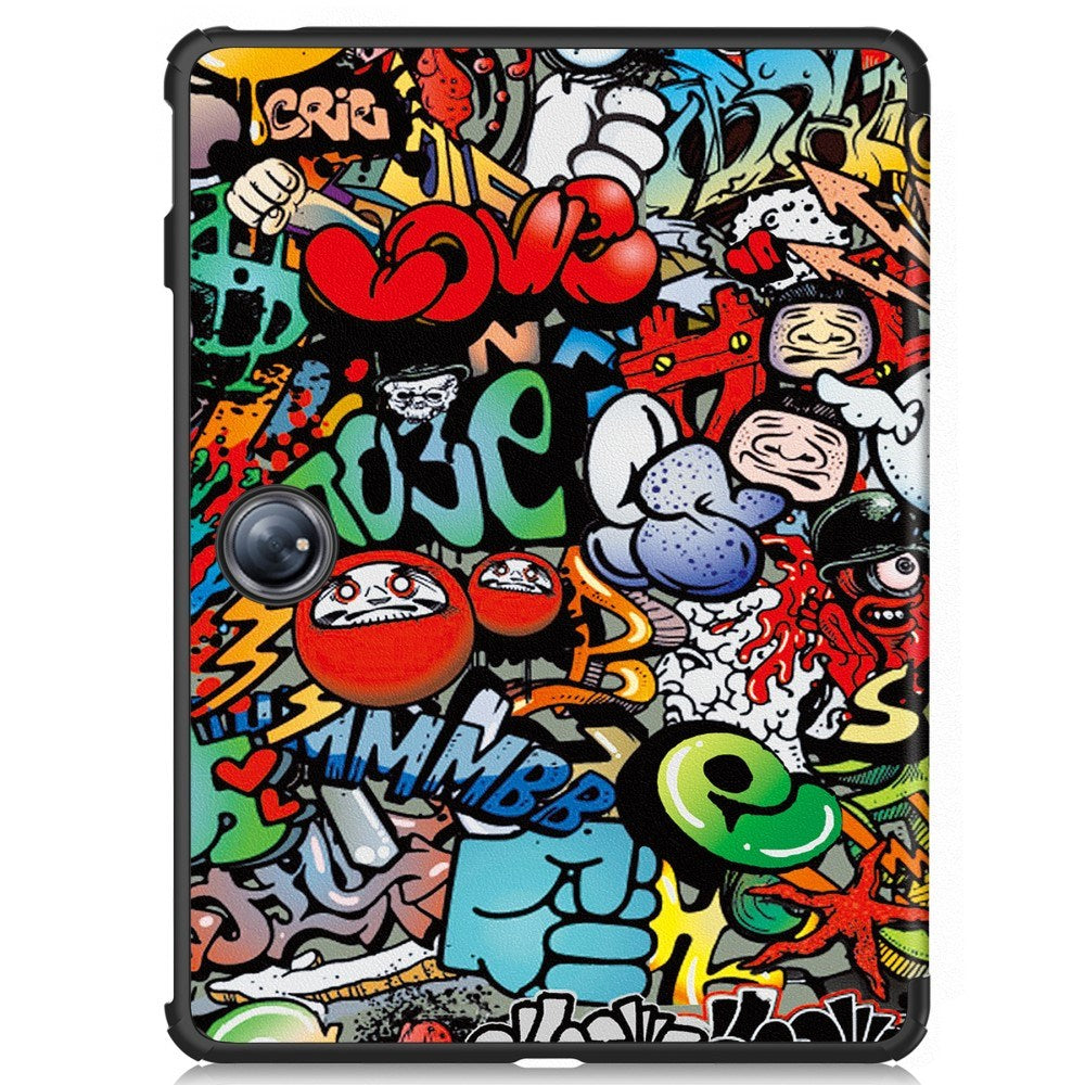 EIDERWOOD OnePlus Pad 2 Tri-Fold Faux Leather Flip Cover m. Søvnfunksjon - Graffiti