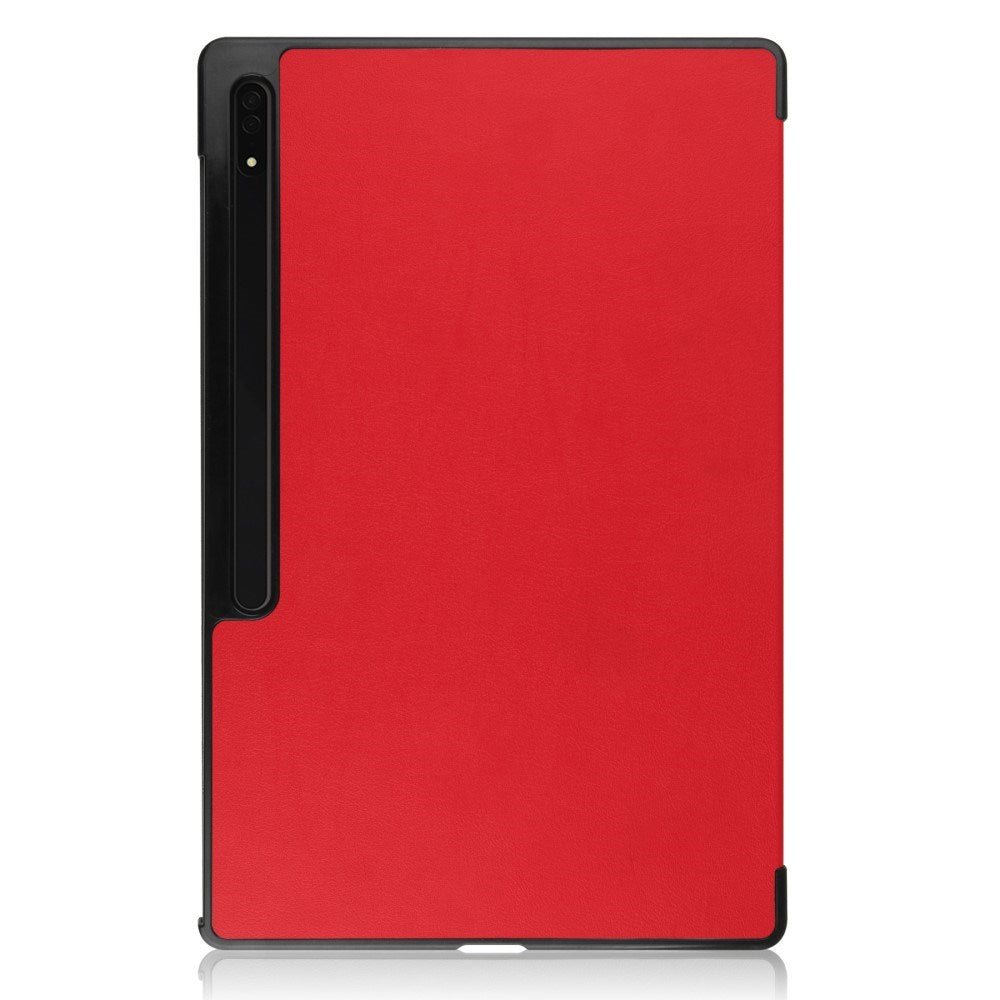 EIDERWOOD Samsung Galaxy Tab S10 Ultra Tri-Fold Leather Flip Cover m. Stativfunksjon - Rød