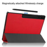 EIDERWOOD Samsung Galaxy Tab S10 Ultra Tri-Fold Leather Flip Cover m. Stativfunksjon - Rød