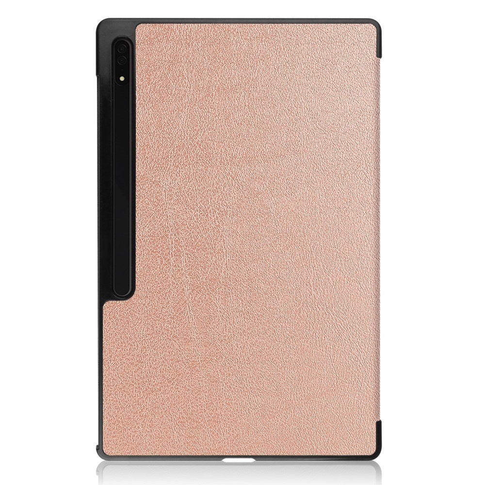 EIDERWOOD Samsung Galaxy Tab S10 Ultra Tri-Fold Leather Flip Cover m. Stativfunksjon - Rose gull