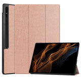 EIDERWOOD Samsung Galaxy Tab S10 Ultra Tri-Fold Leather Flip Cover m. Stativfunksjon - Rose gull