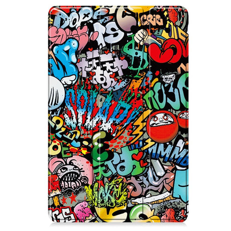 Lenovo IdeaTab Pro - EIDERWOOD Tri-Fold Kunstlæder Flip Cover m. Mønster - Graffiti