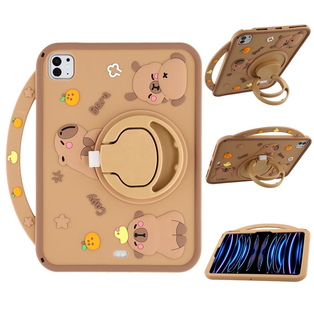 EIDERWOOD iPad Air 11" (2026 / 2025/ 2024) / Pro 11" (2025 / 2024 / 2022 / 2021 / 2020 / 2018) / Air (2022 / 2020) Silikone Bagside Cover m. Roterende Kickstand - Capybara