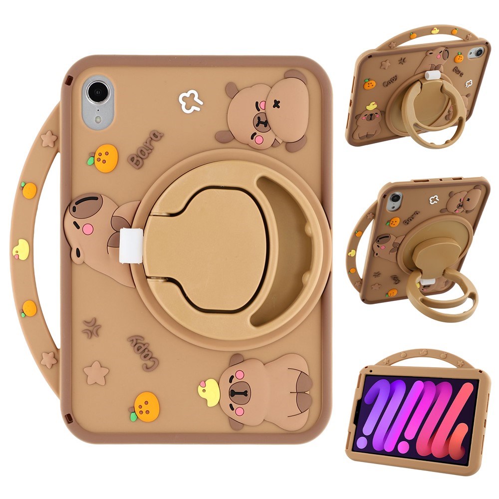 iPad Mini (2024 / 2021) EIDERWOOD Silikone Bagside Cover m. Roterende Kickstand - Capybara