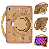 iPad Mini (2024 / 2021) EIDERWOOD Silikone Bagside Cover m. Roterende Kickstand - Capybara