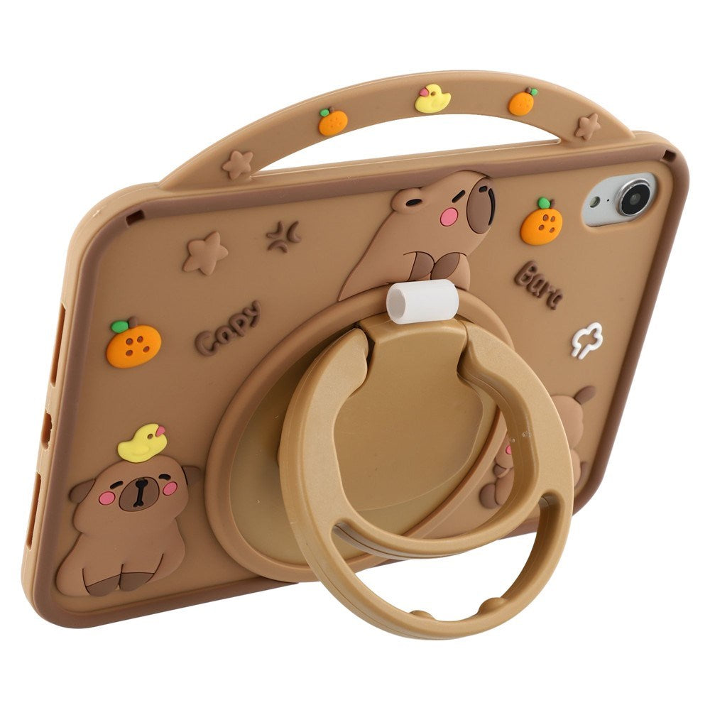 iPad Mini (2024 / 2021) EIDERWOOD Silikone Bagside Cover m. Roterende Kickstand - Capybara
