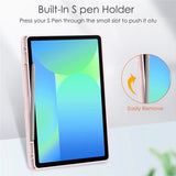 EIDERWOOD Samsung Galaxy Tab S10 Lite / S10 FE / S9 FE Tablet Flip Cover m. Ståfunktion & Stylus Pen-Holder - Gennemsigtig / Lyserød